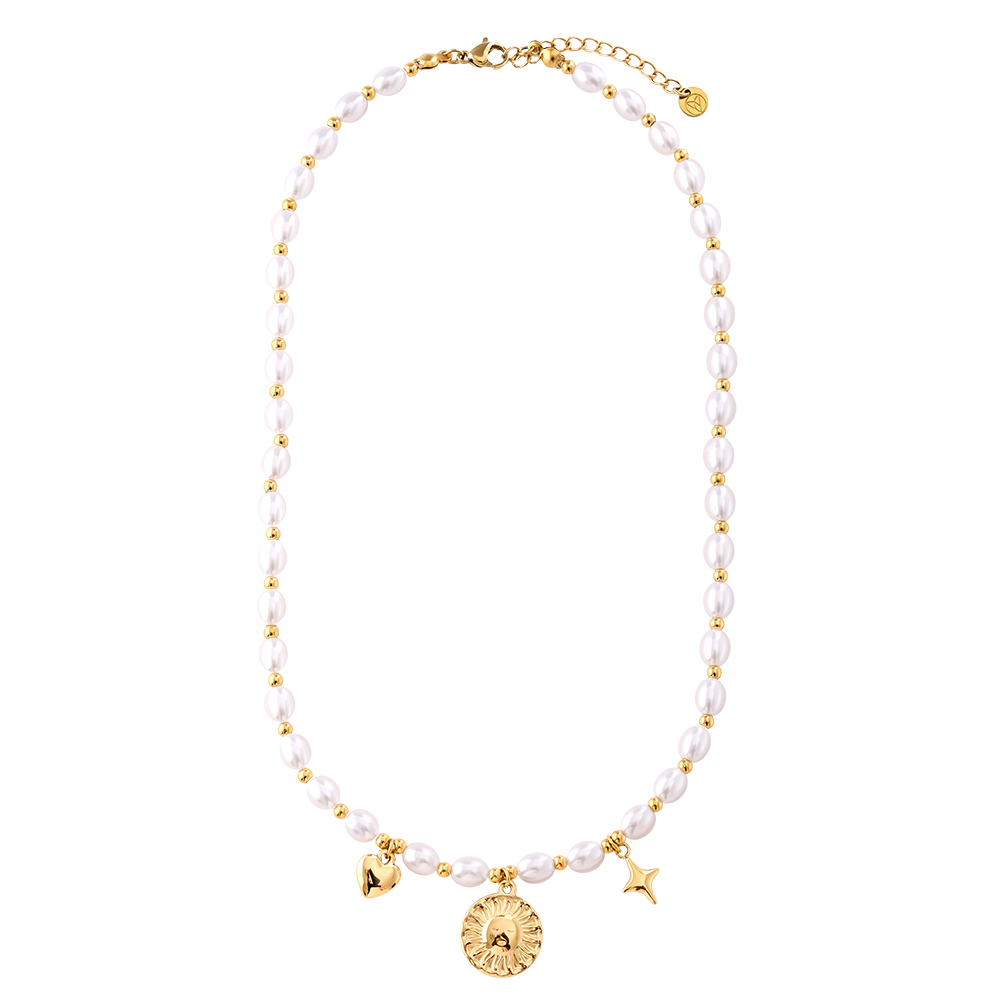 40cm Pearl Chain With Charms Edelstahl Halskette   