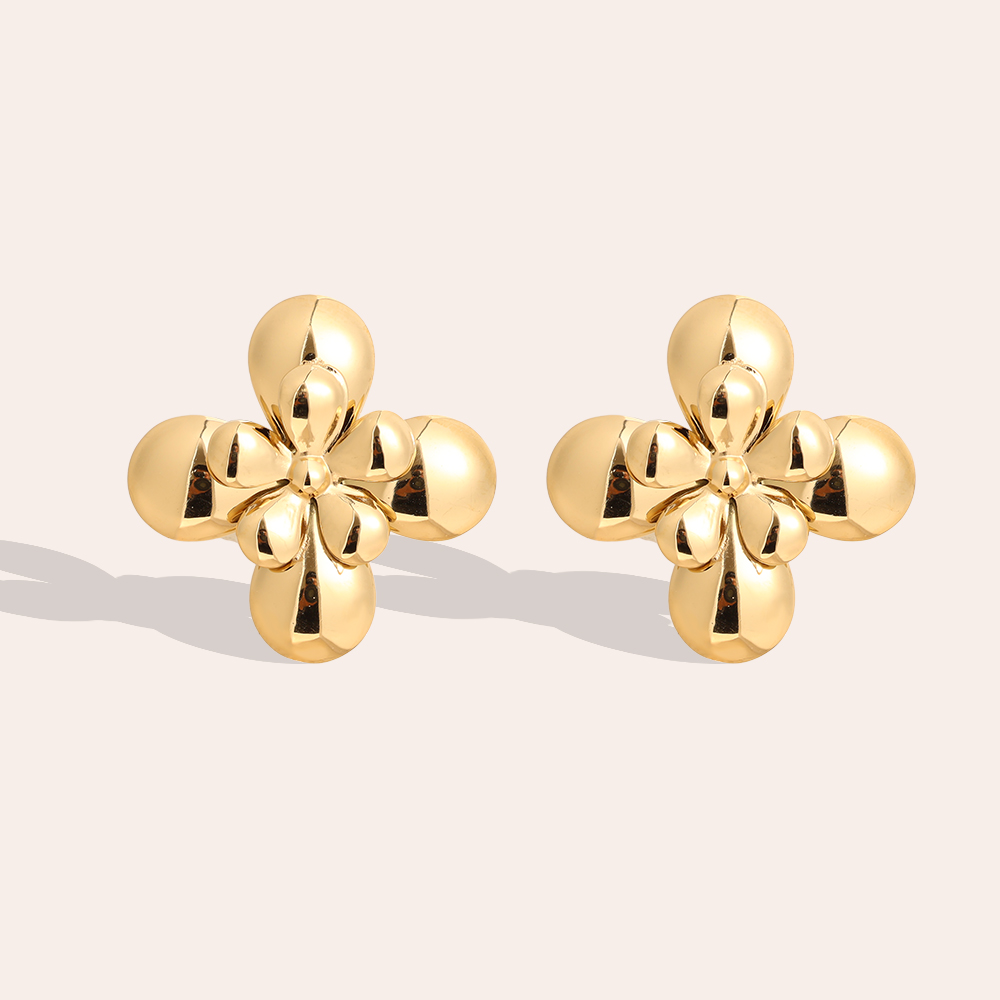 2.3cm Schöne Blume Edelstahl Ohrringe     