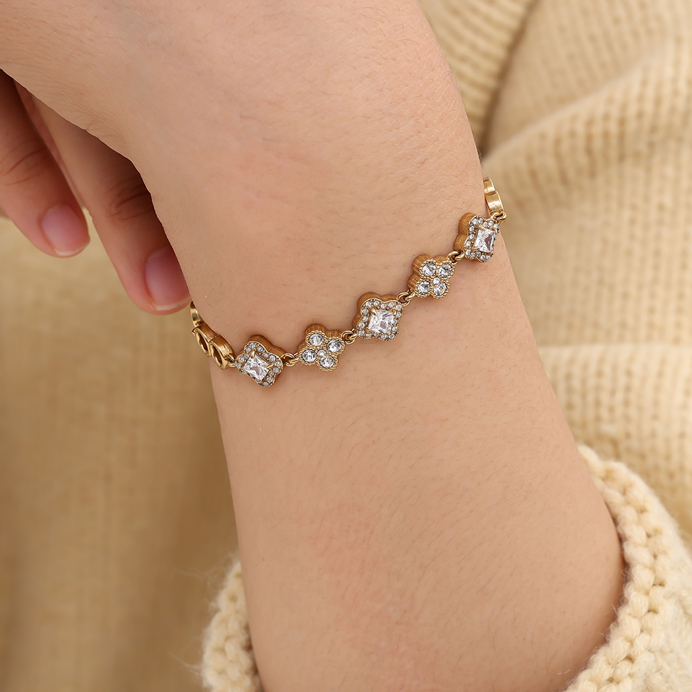 Edelstahl Armkette 16cm Various Fancy Diamond Flower