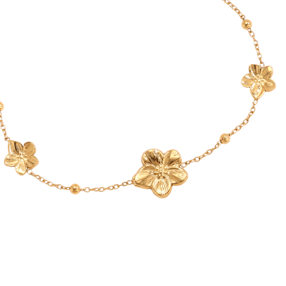 Edelstahl Armband 16cm drei Blüten