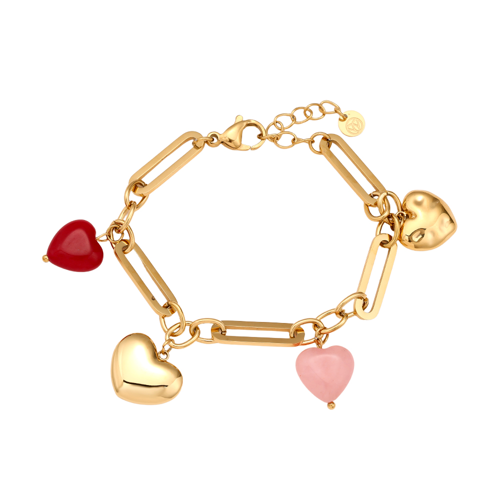 17cm Colorful Hearts Edelstahl Armband