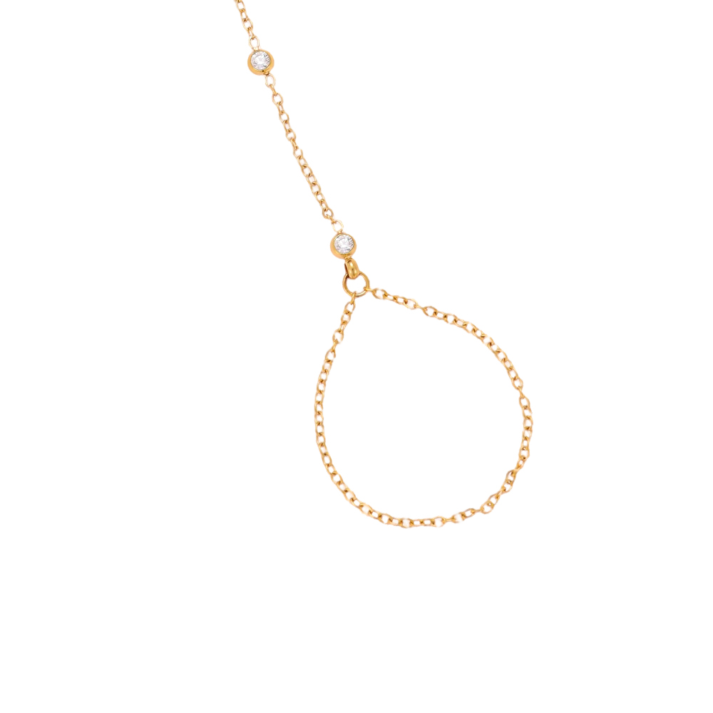 17cm Minimalistische Finger-Handkette Edelstahl Armband   