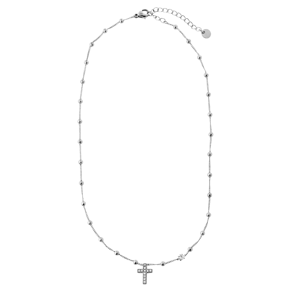 40cm Diamond Cross And Dots Edelstahl Halskette 40cm Diamond Cross And Dots Edelstahl Halskette