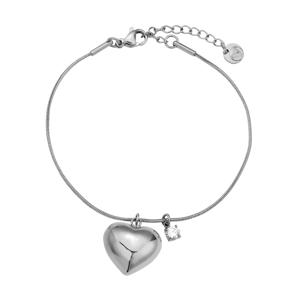 16cm Heart And Diamond Dot Edelstahl Armkette     