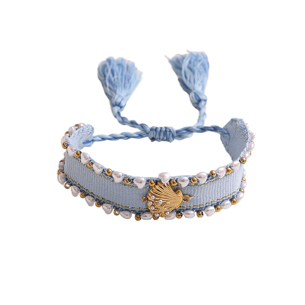 Muschel auf einem Polyesterbeutel Edelstahl Armband