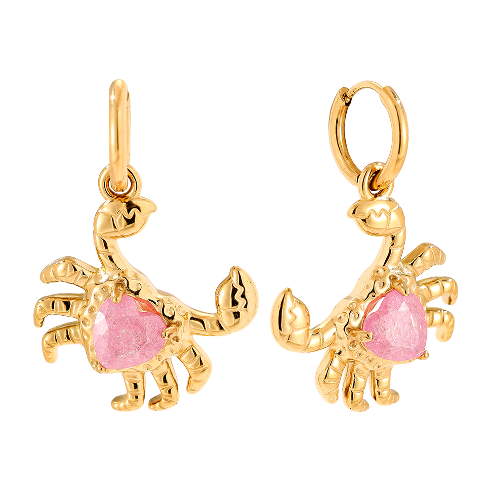 3.3cm Crab And Diamond Edelstahl Ohrringe         