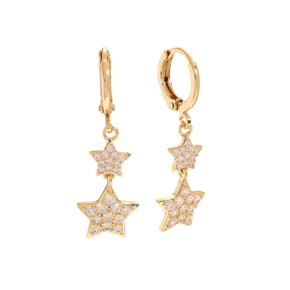 Two Sparkling Diamond Stars Vergoldete Ohrringe  