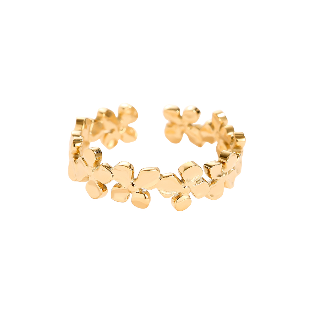 viele Blumen Edelstahl Ring     