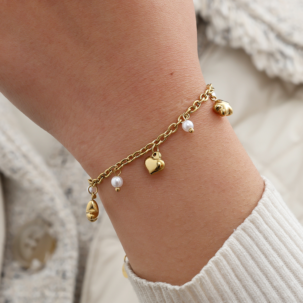 16cm Sweet Charms And Pearl Edelstahl Armband    