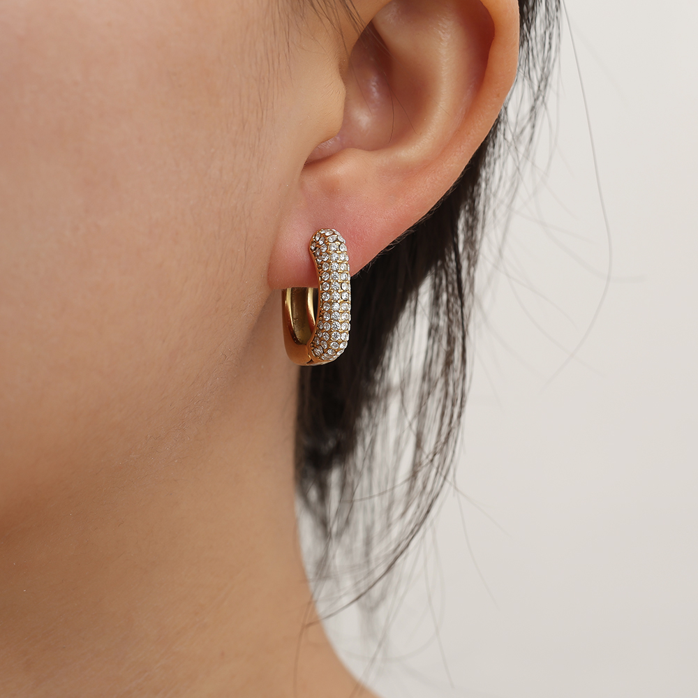 2cm Diamond Cube Hoop Edelstahl Ohrringe    