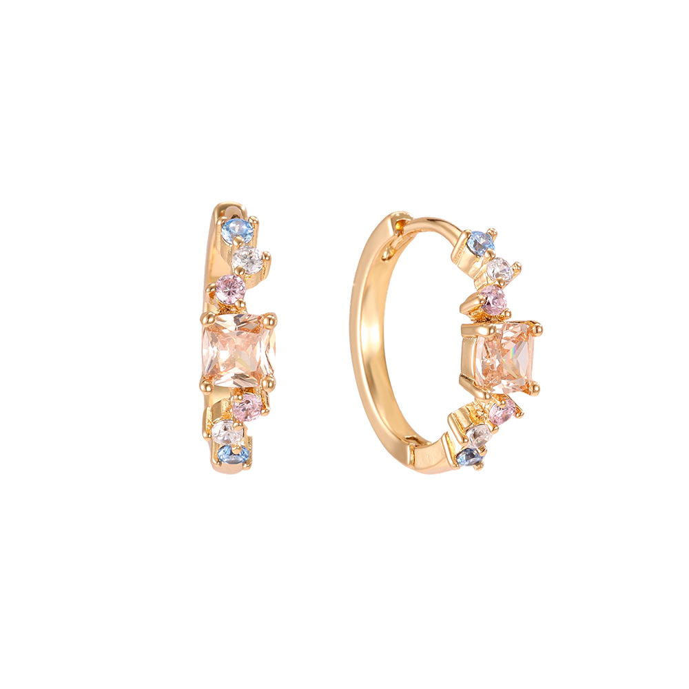 Vergoldete Ohrringe 17mm bunte Zirkonia