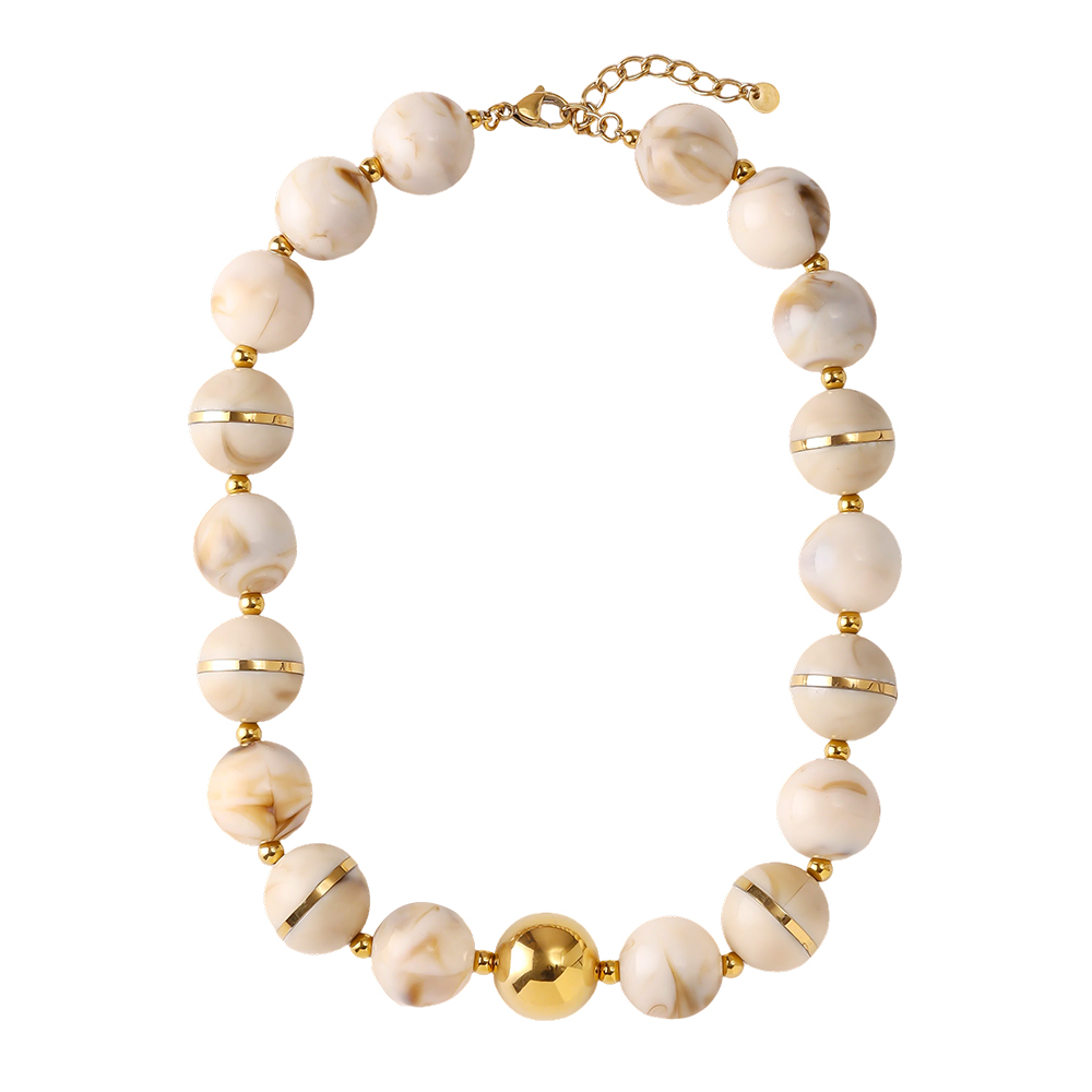 48cm runde Acrylperlenkette Edelstahl Halskette    