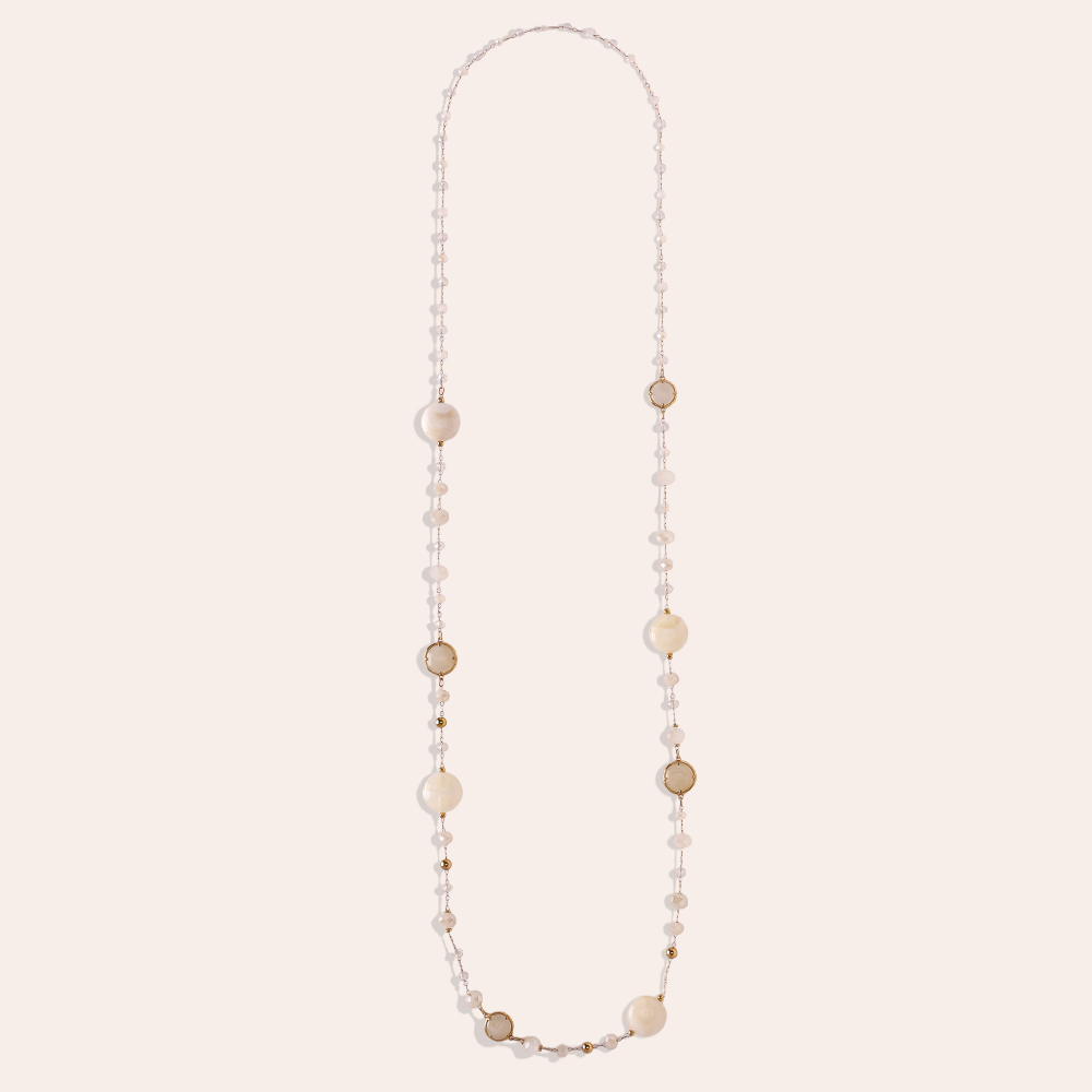 96cm Resin Kristallen Edelstahl Halskette