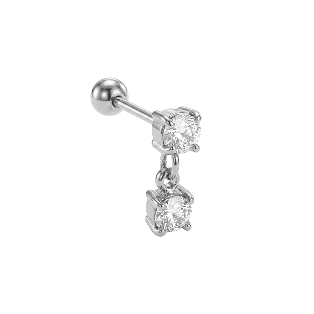 Edelstahl Piercing 10mm Mini Zirkonia Rund