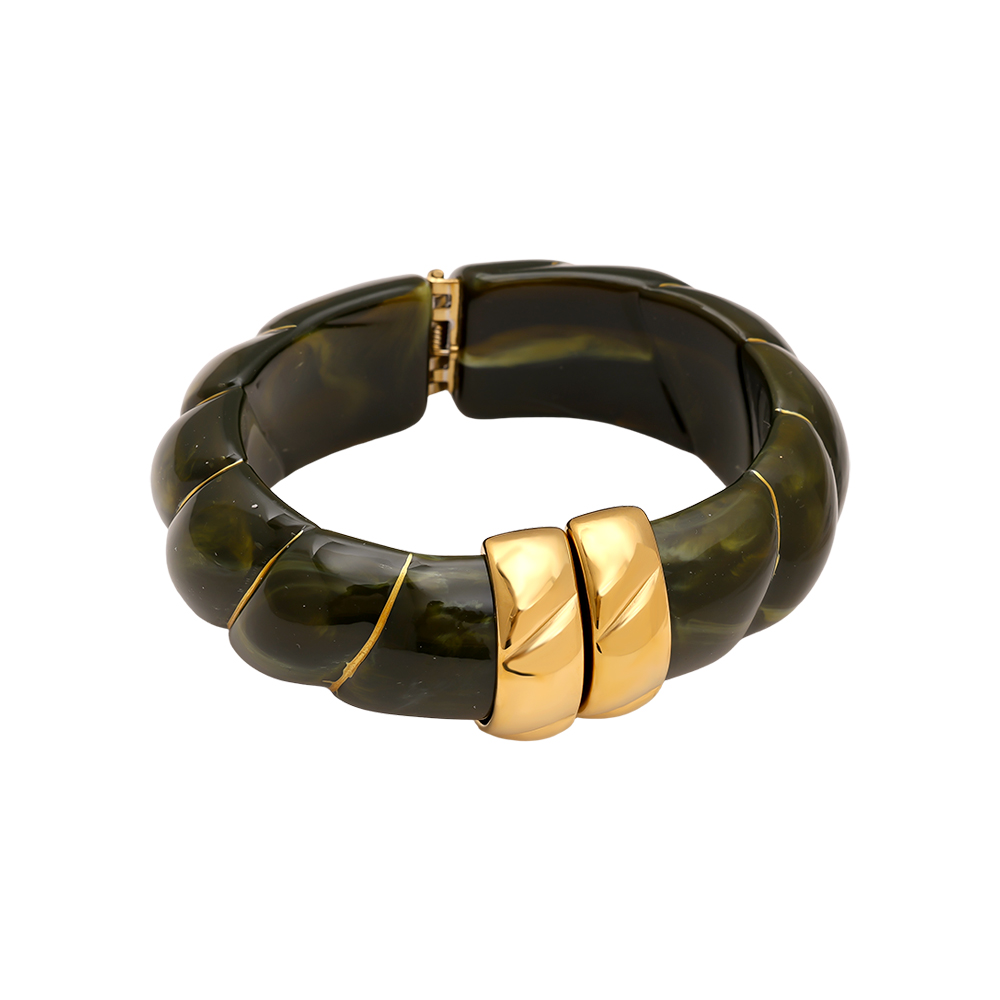 Cloud Round Chunky Resin Edelstahl Armreif    