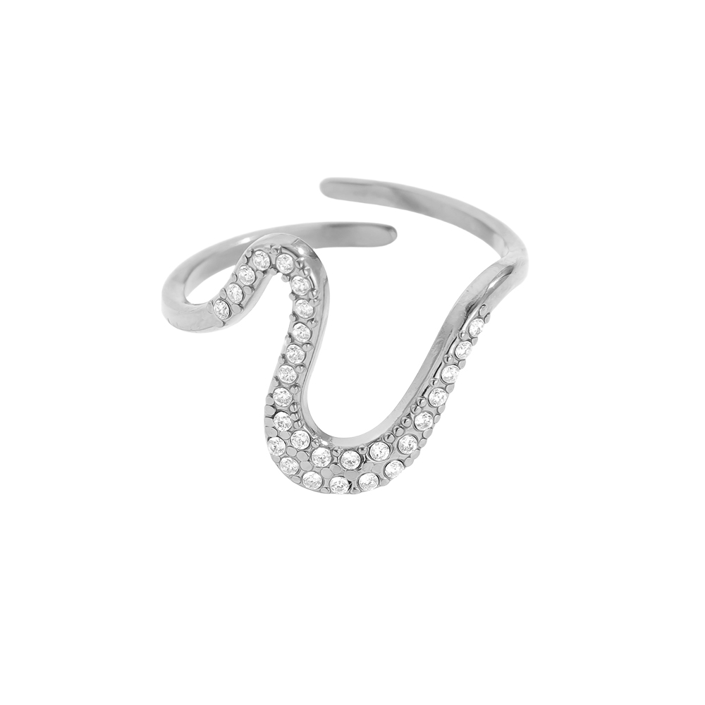S Diamond Edelstahl Ring      