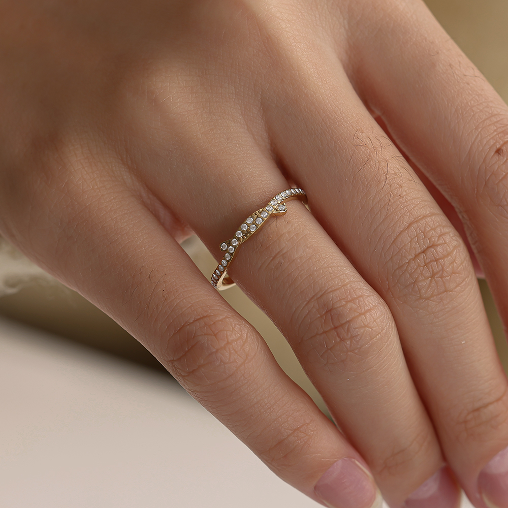 Simple Diamond Casual Edelstahl Ring    