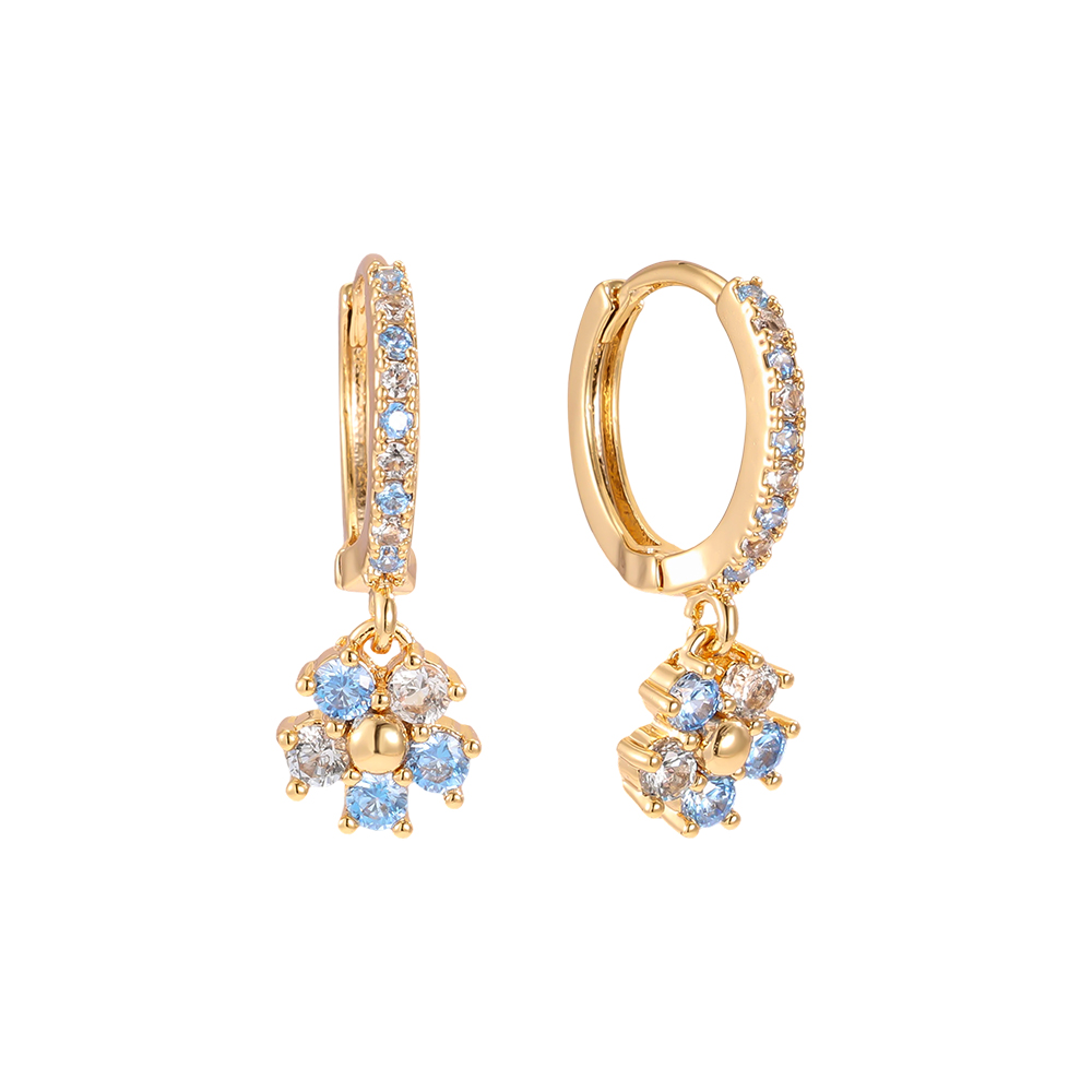 Vergoldete Ohrringe 20mm Zirkonia Blume    