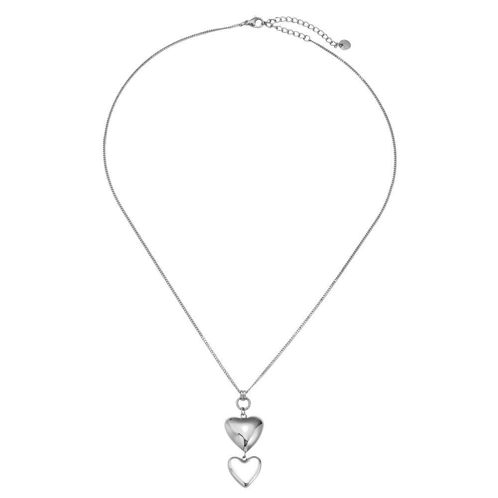 Edelstahl Halskette 50cm Two Hearts