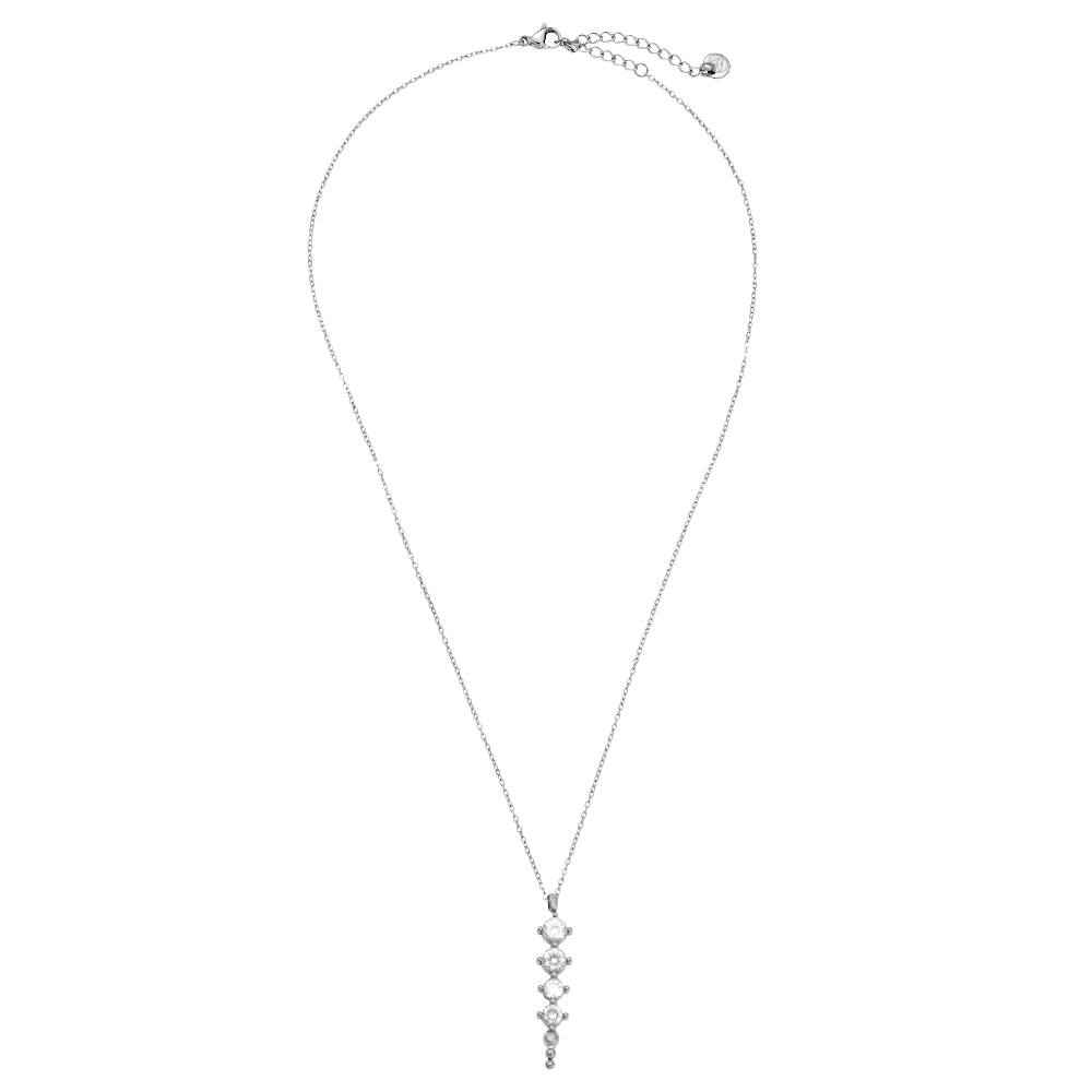 40cm Four Diamond Dots Edelstahl Halskette    
