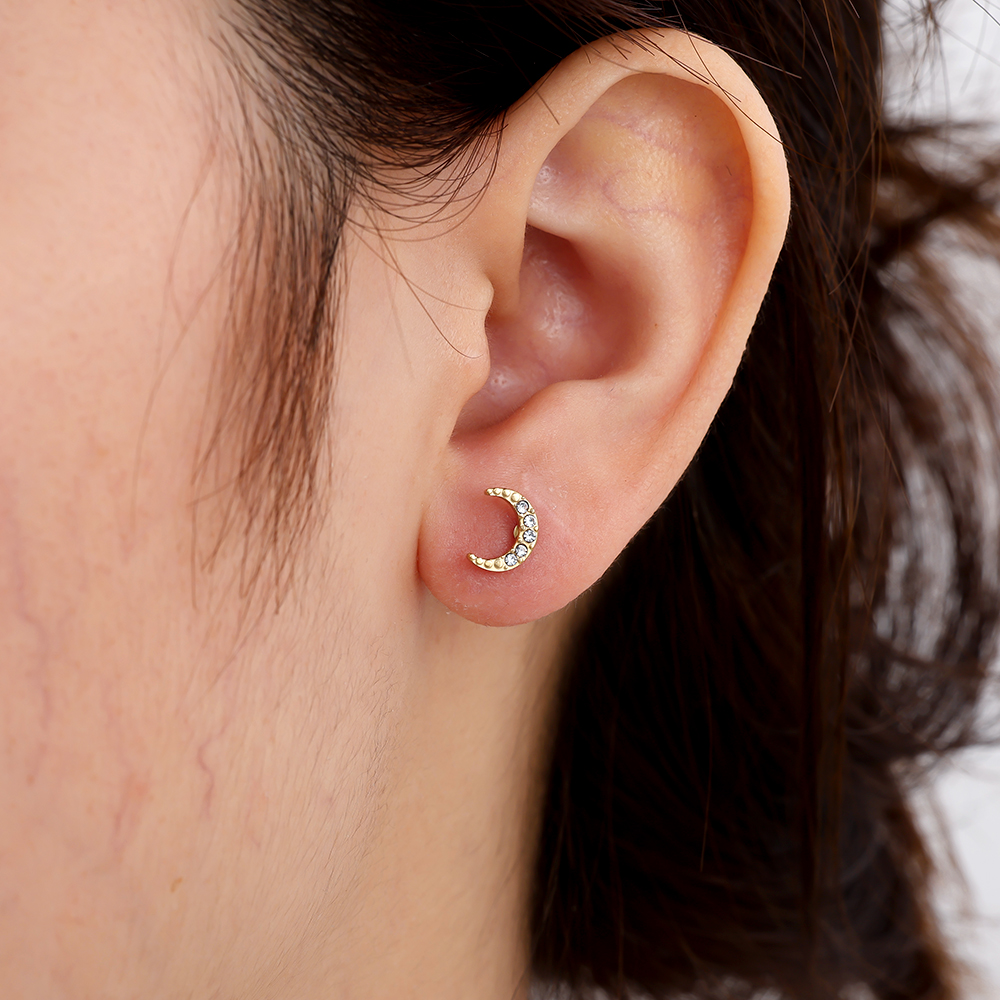 8mm Diamond Moon Edelstahl Piercing        