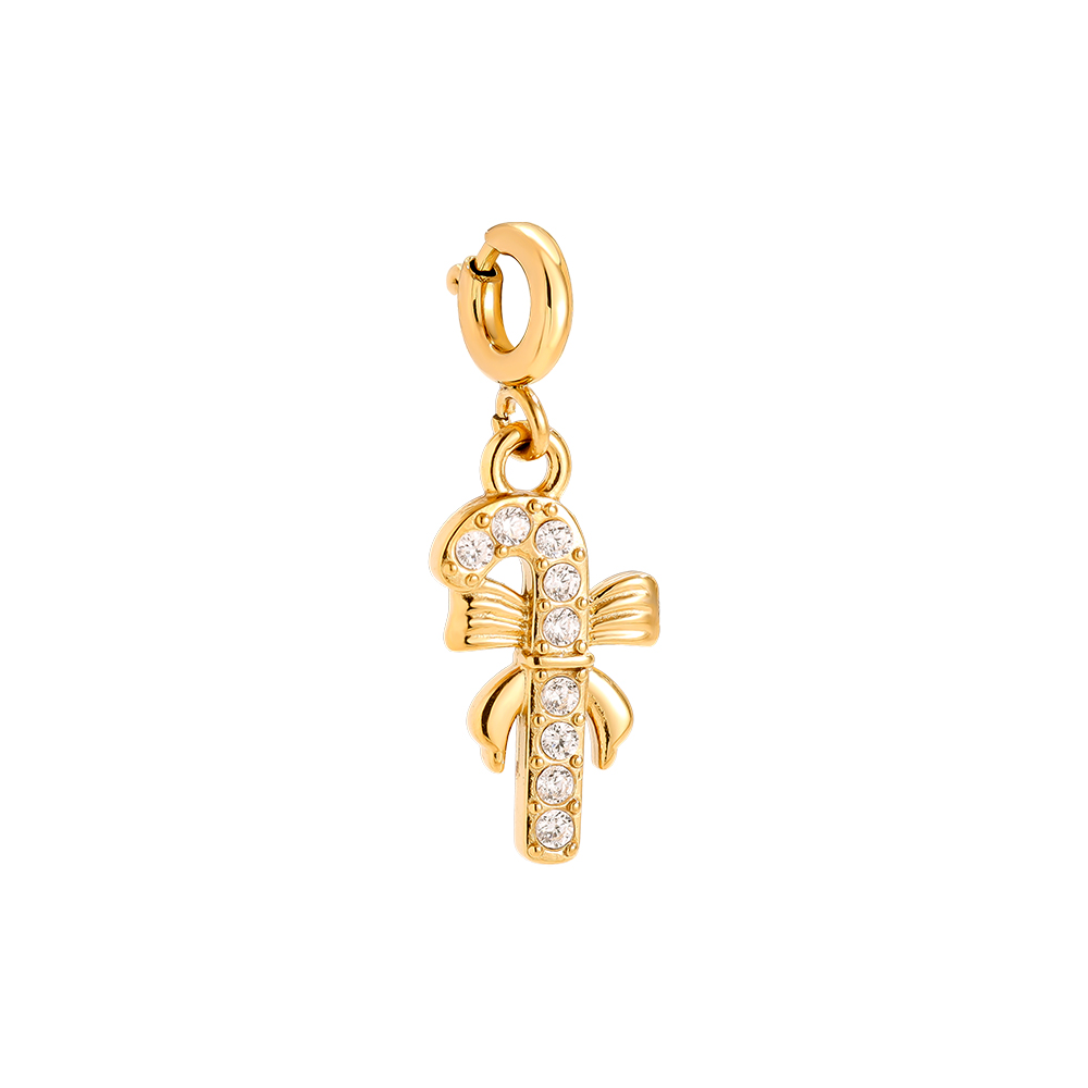 1.7cm Spring Clasp Diamond Cane Edelstahl Pendant  