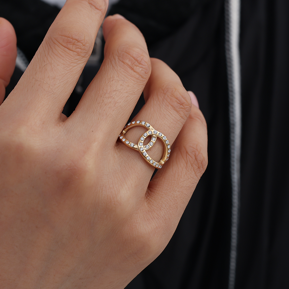 Two Diamond Drop Cycle Edelstahl Ring      