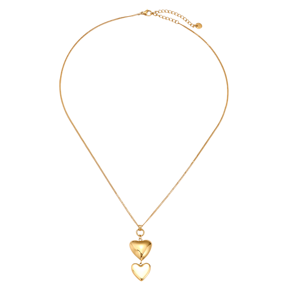 Edelstahl Halskette 50cm Two Hearts