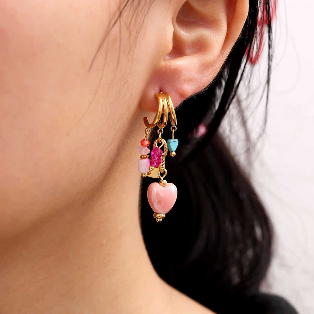 43*11mm Bunte Acryl Herz Edelstahl Ohrringe