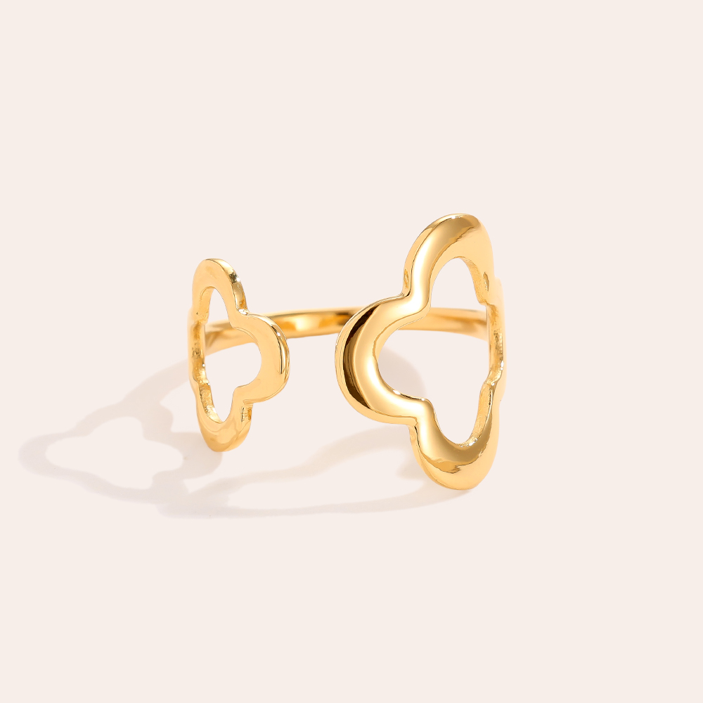 Two Clover Edelstahl Ring        