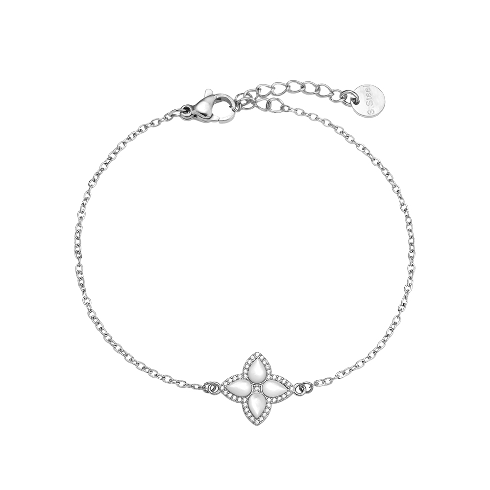 15cm Nice Diamond Luckly Flower Edelstahl Armkette   