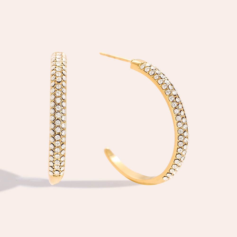 24mm Half Diamond Hoop Edelstahl Ohrringe      