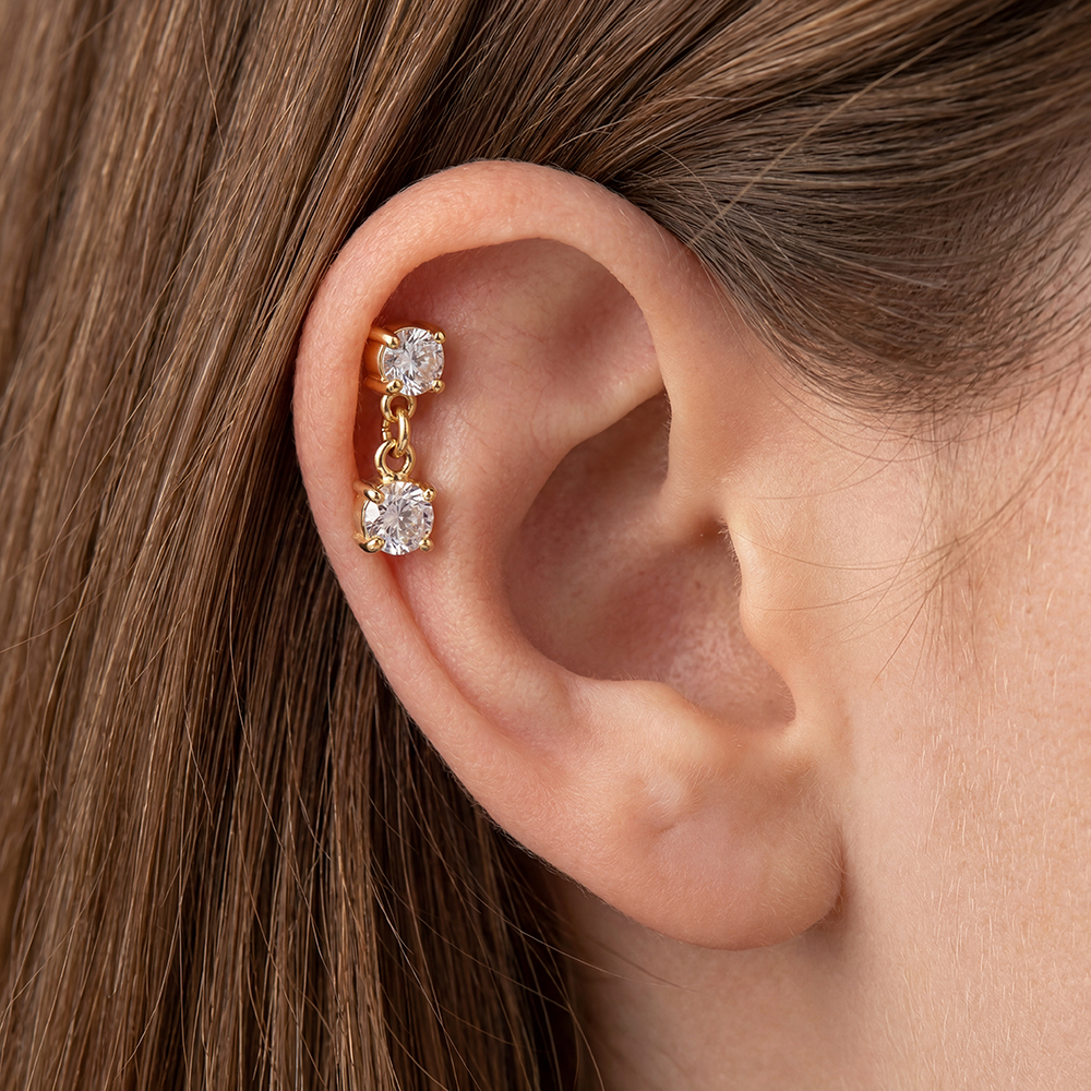 Edelstahl Piercing 10mm Mini Zirkonia Rund