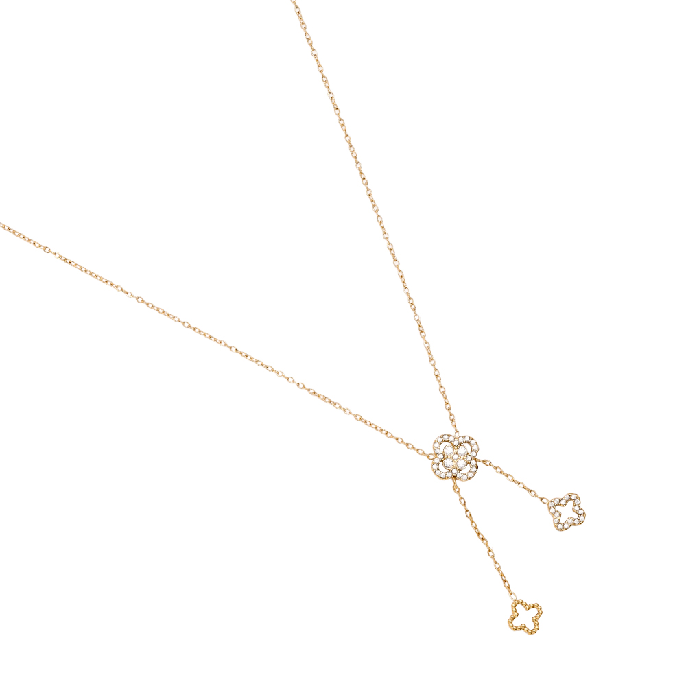 39cm Perfect Diamond Lucky Flower Edelstahl Halskette   