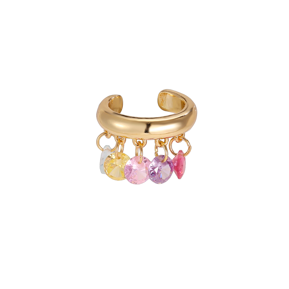 Vergoldete Ear-cuffs 14mm Runder Kristallanhänger Zirkonia 