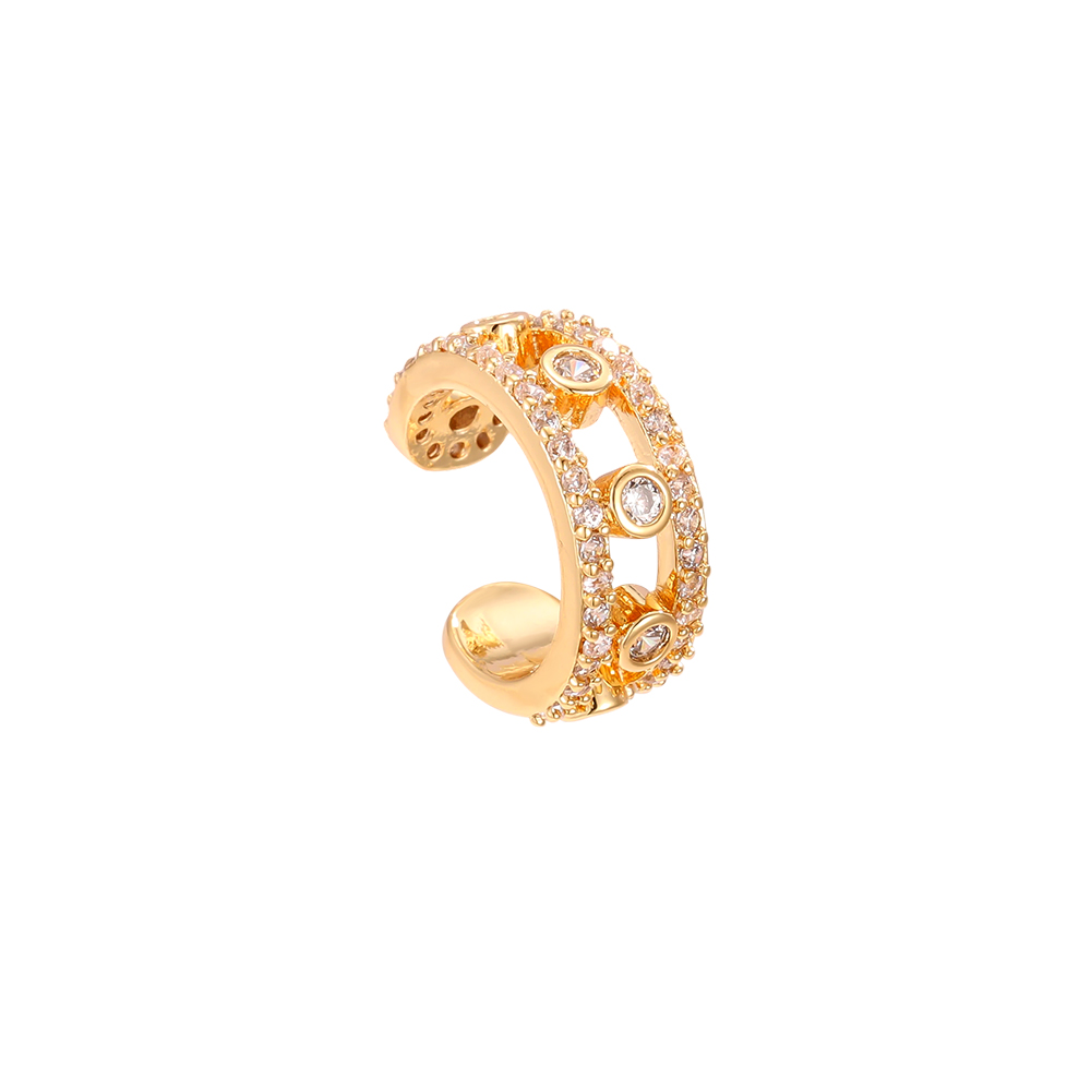 15mm Doppelketten Zirkonia Vergoldete Ear-cuffs