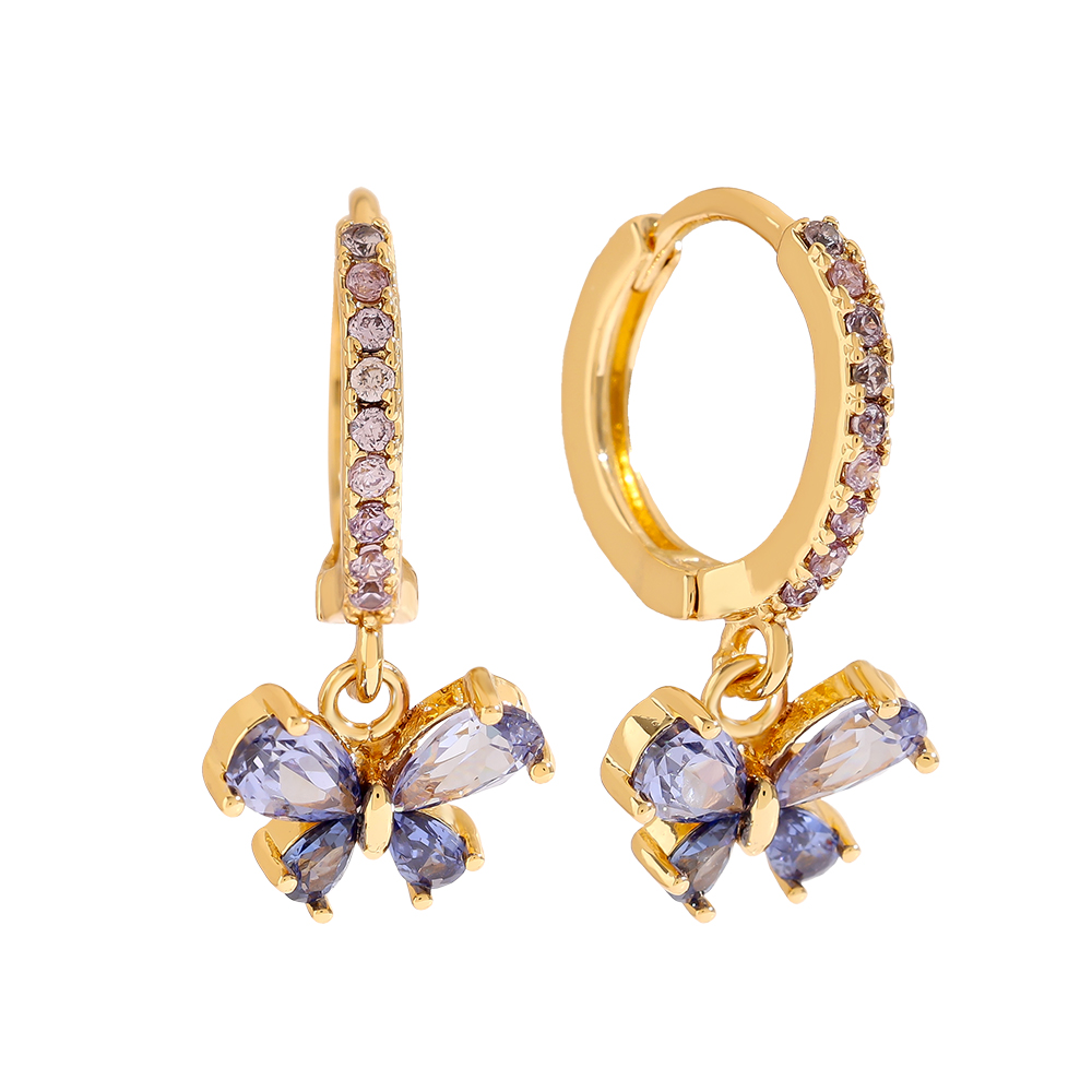 21mm Diamond Butterfly Gold Plated Earrings   