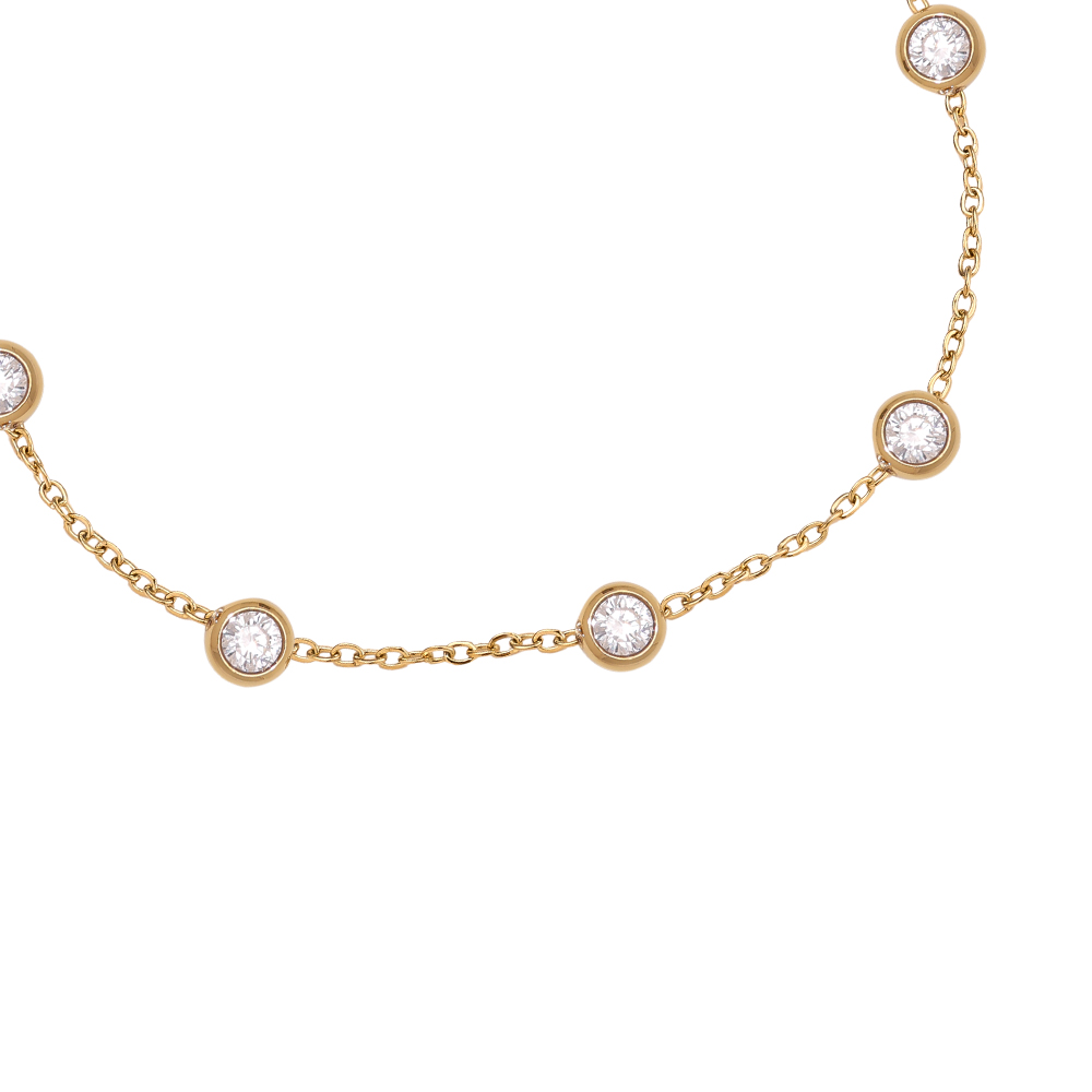 17cm Five Diamond Dots Edelstahl Armkette       