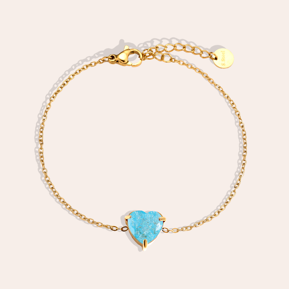 16cm Multi Color Diamond Heart Edelstahl Armband
