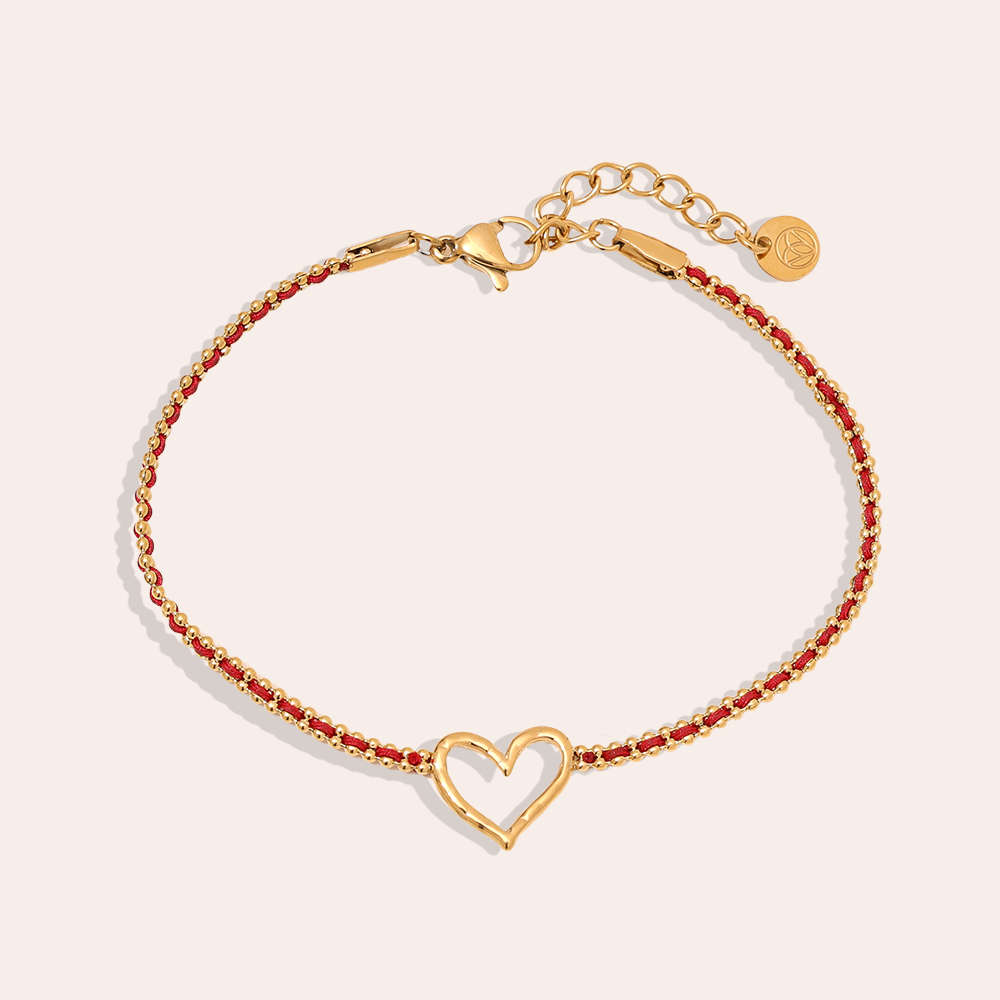 17cm Heart In Red Chain Edelstahl Armkette     