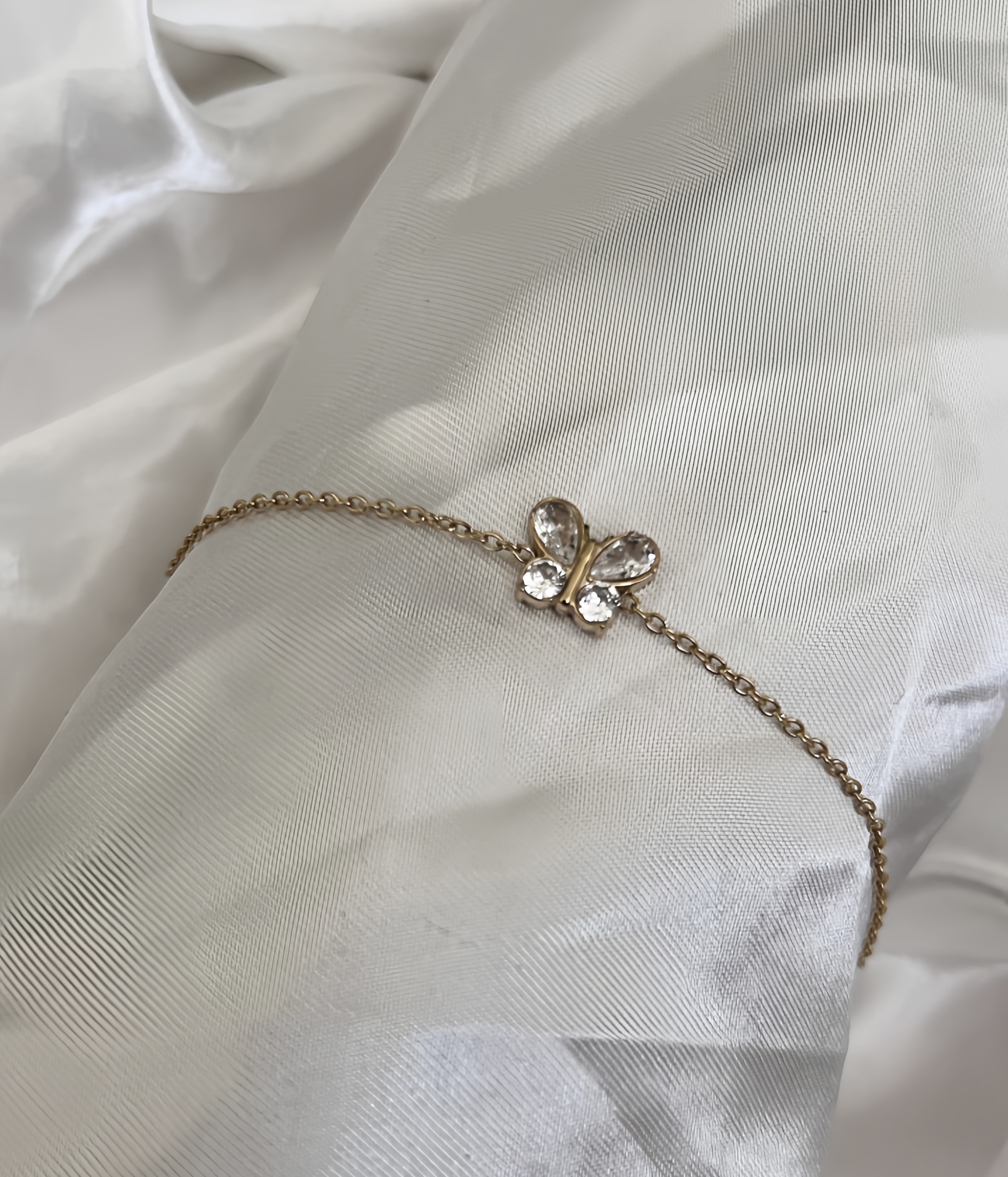 17cm Nice Diamond Butterfly Edelstahl Armkette   