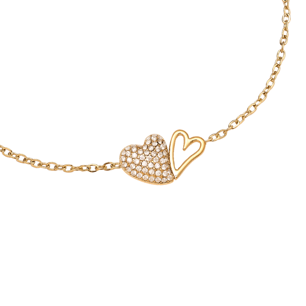 17cm Two Cool Hearts Edelstahl Armkette   