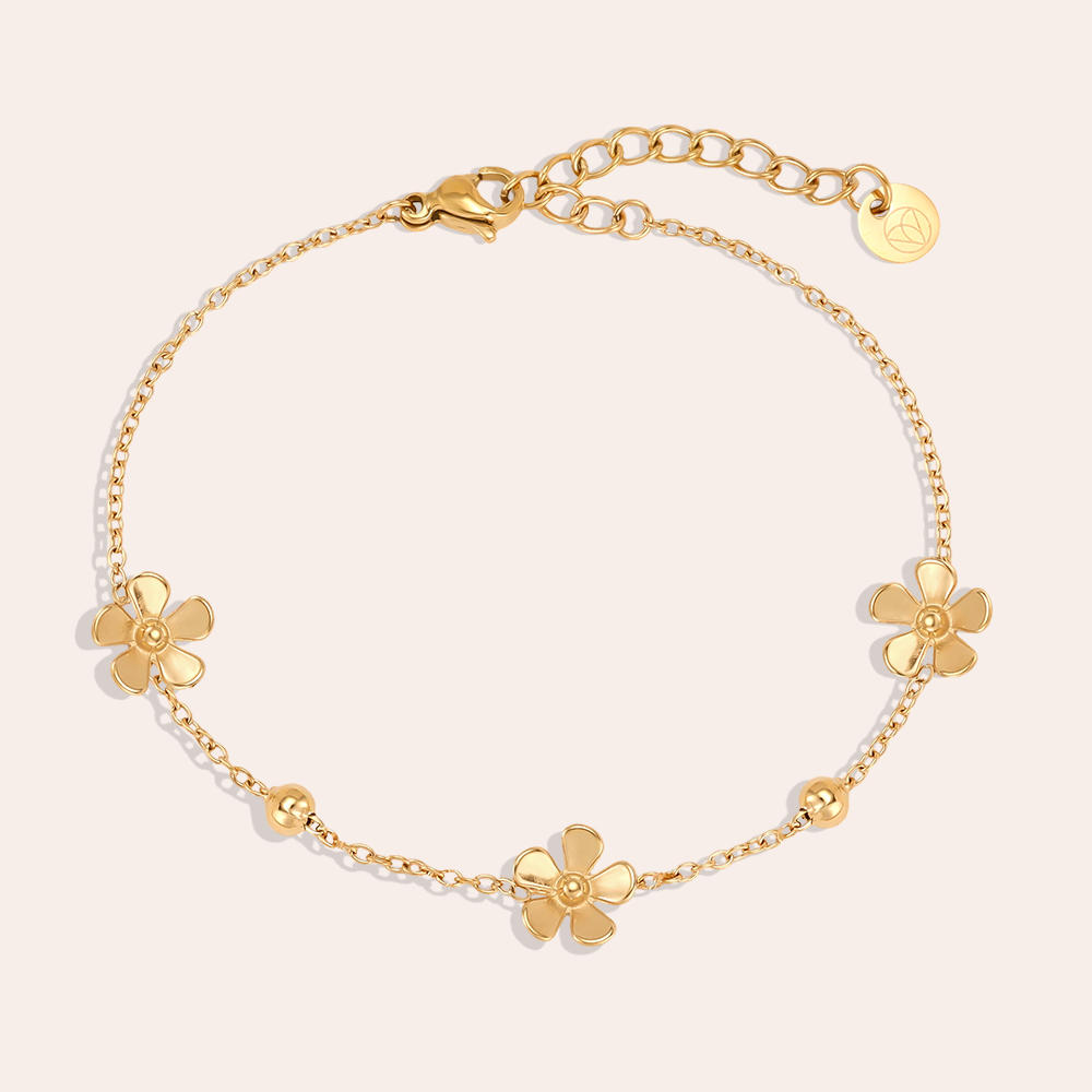 Edelstahl Armband 17cm drei Blumen