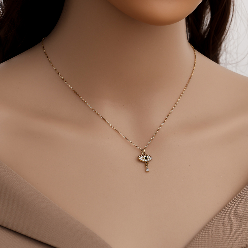 39cm Diamond Eye Edelstahl Halskette    