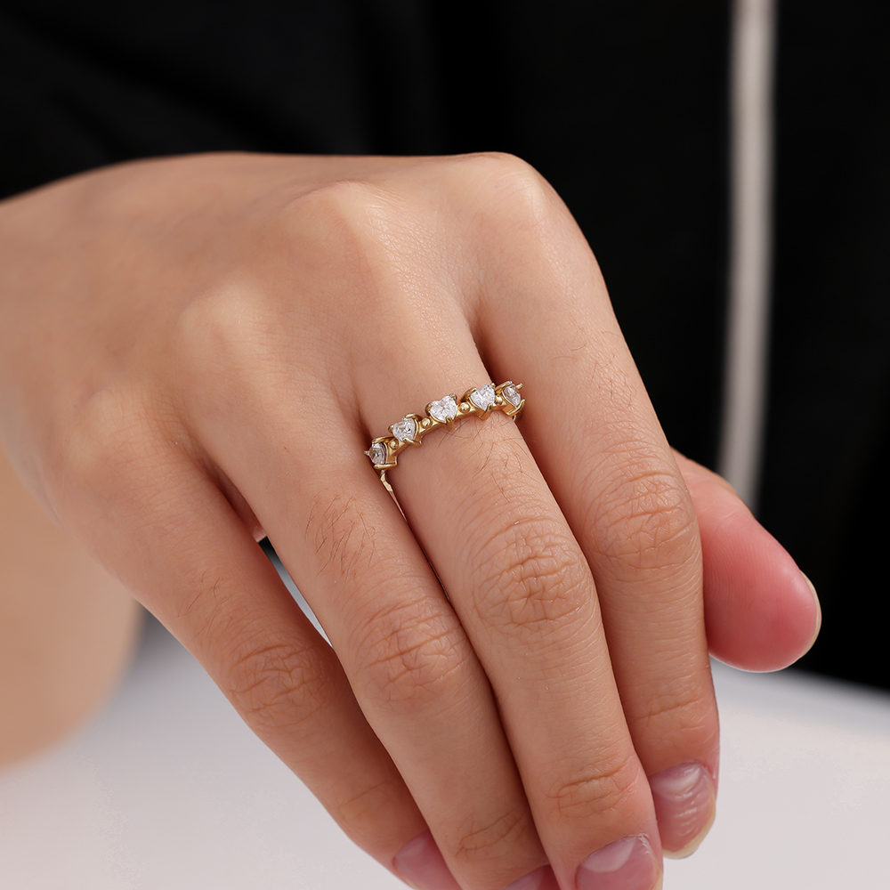 Verstellbarer Kronen Zirkonia Edelstahl Ring