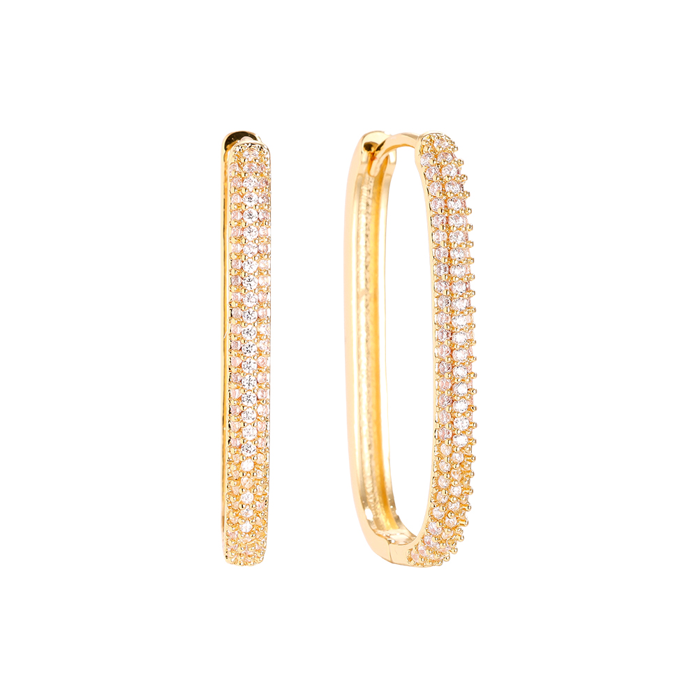 3cm Oval Diamond Vergoldete Ohrringe   