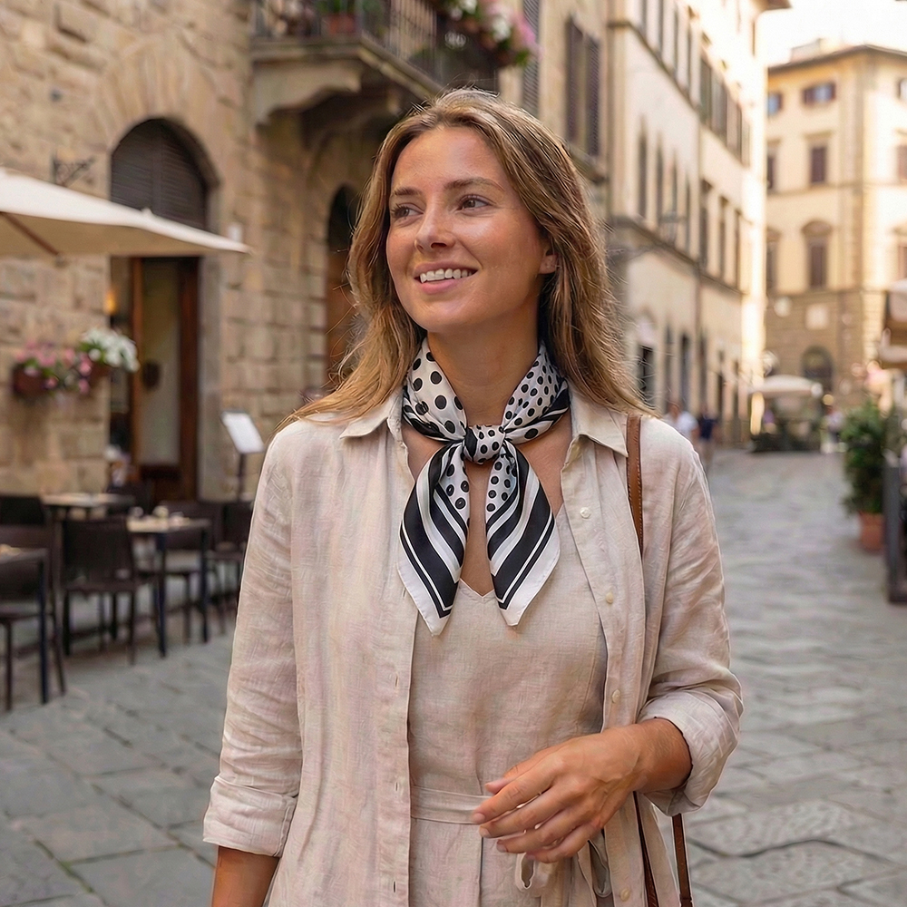 68*68cm Schwarz Weißer Punktemuster Schal