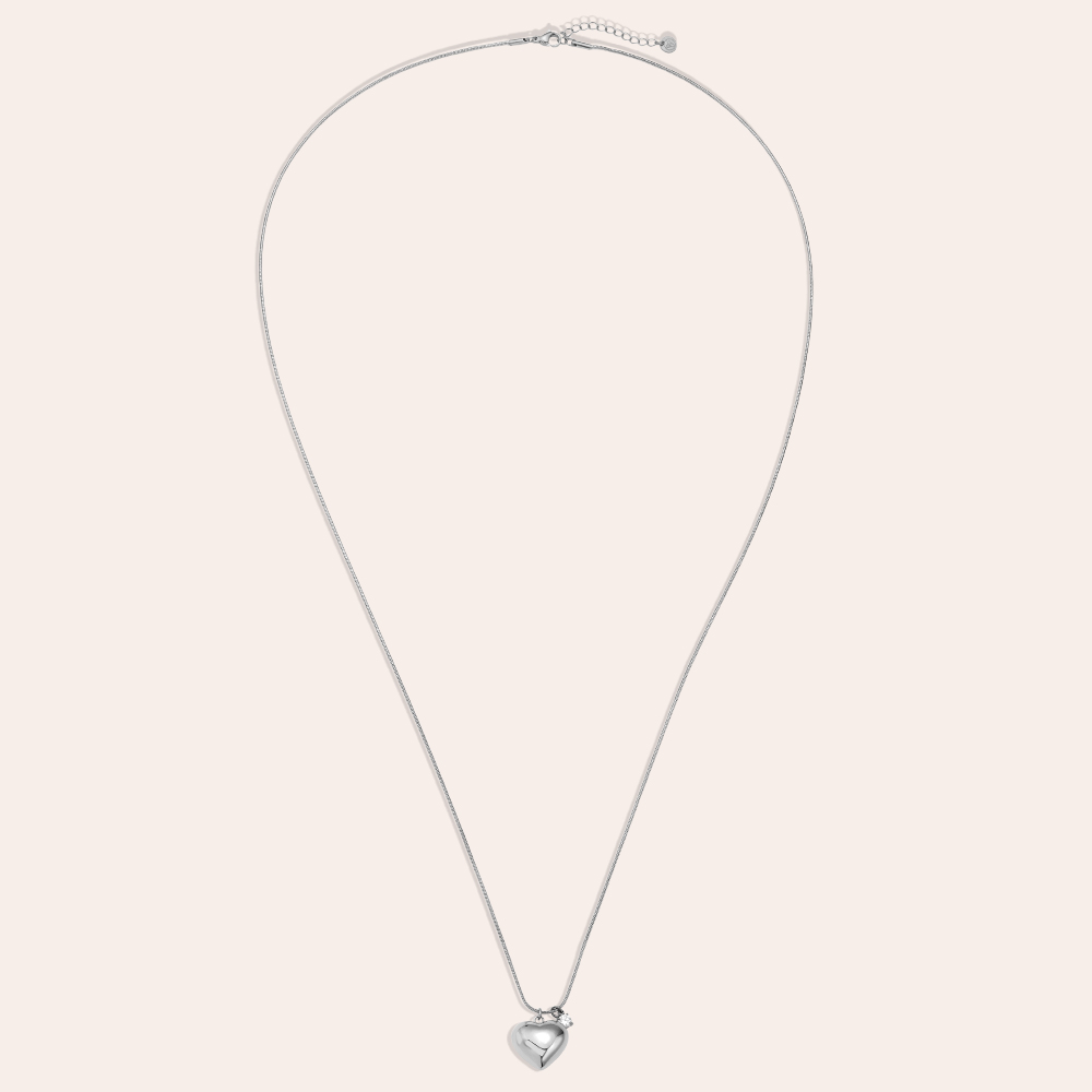 43cm Heart And Diamond Dot Edelstahl Halskette        