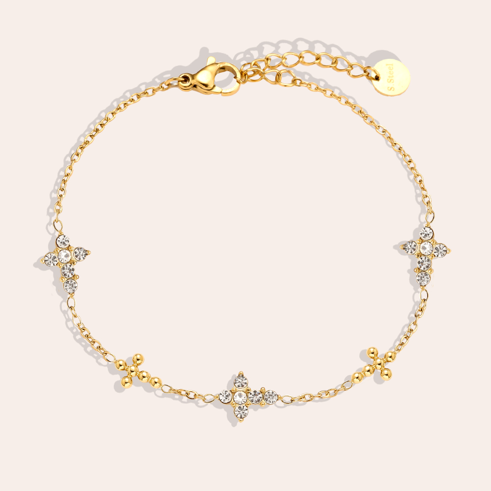 17cm Diamond Dots Cross Edelstahl Armband    
