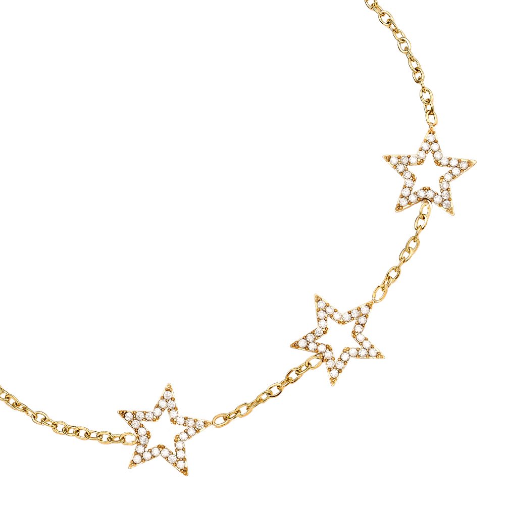 17cm Three Diamond Star Edelstahl Armkette